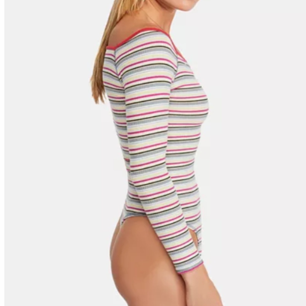 NWT Free People Off the Shoulder Henley Bodysuit - Picture 2 of 3